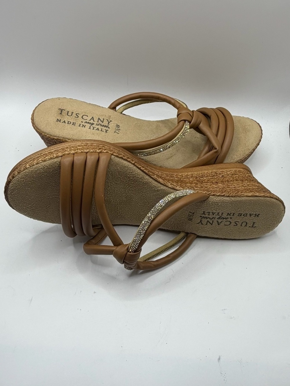 Tuscany by Easy Street Elvera Wedge Sandals w/Subtle Rhinestones